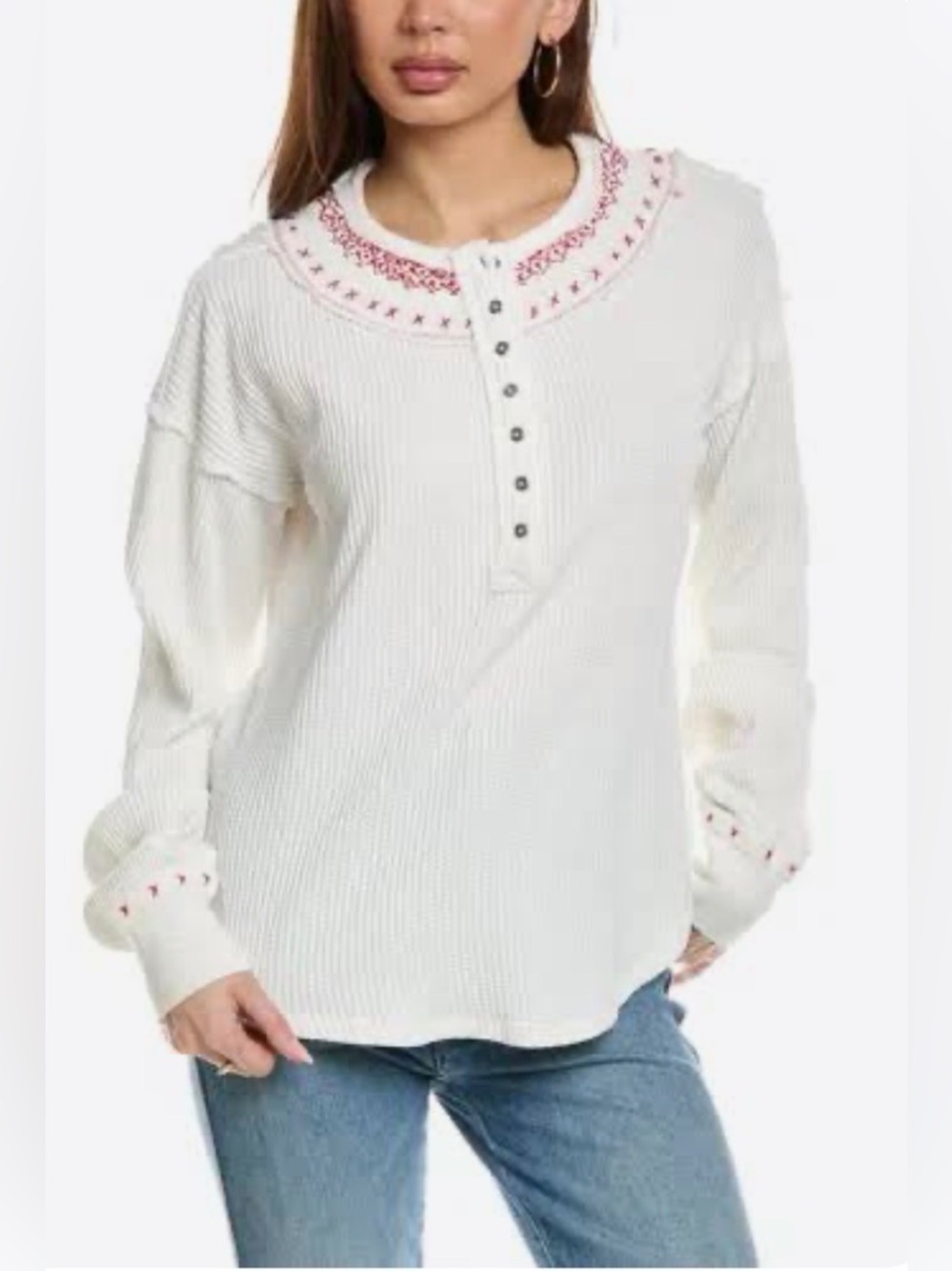 $98 Free People We The Free Holly Henley Medium Top Shirt